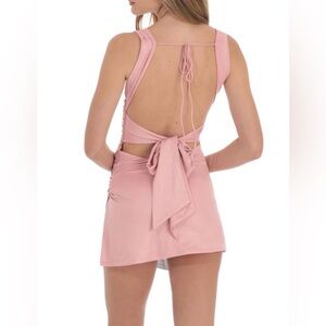 Open-Back Pink Mini Dress with Tie Detail